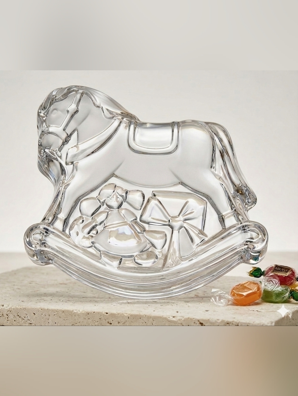 Mikasa  Crystal Rocking Horse Candy Dish - Made in Germany #baby Shower Gift